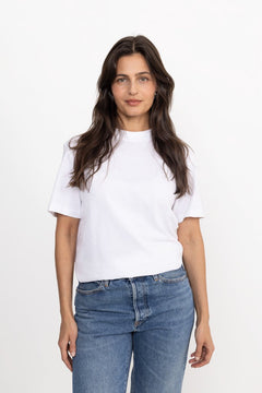 Relax Colwoman Ss Mock Neck Tee - Bright White