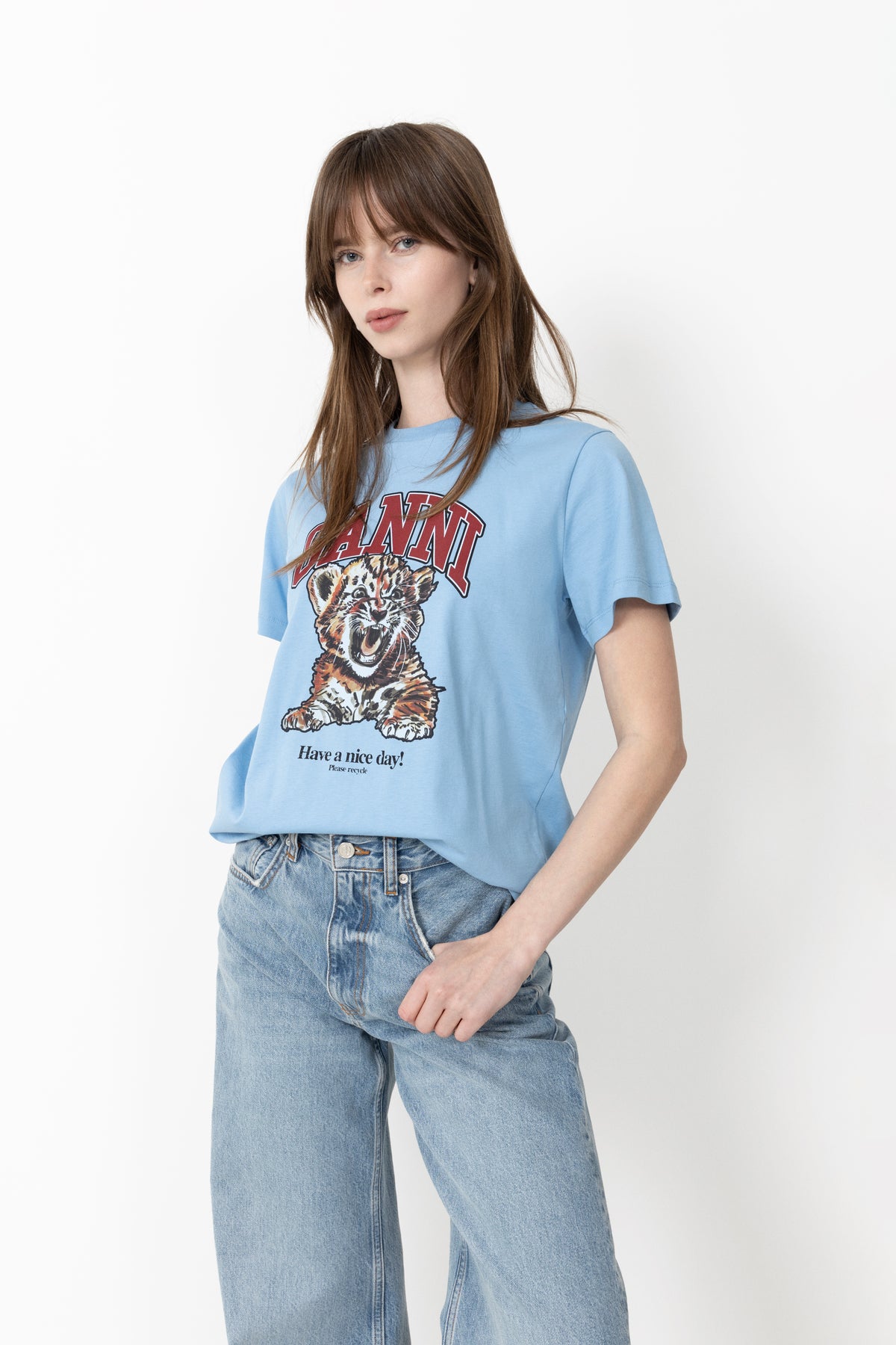 Basic Jersey Tiger Relaxed T-Shirt - Blissful Blue