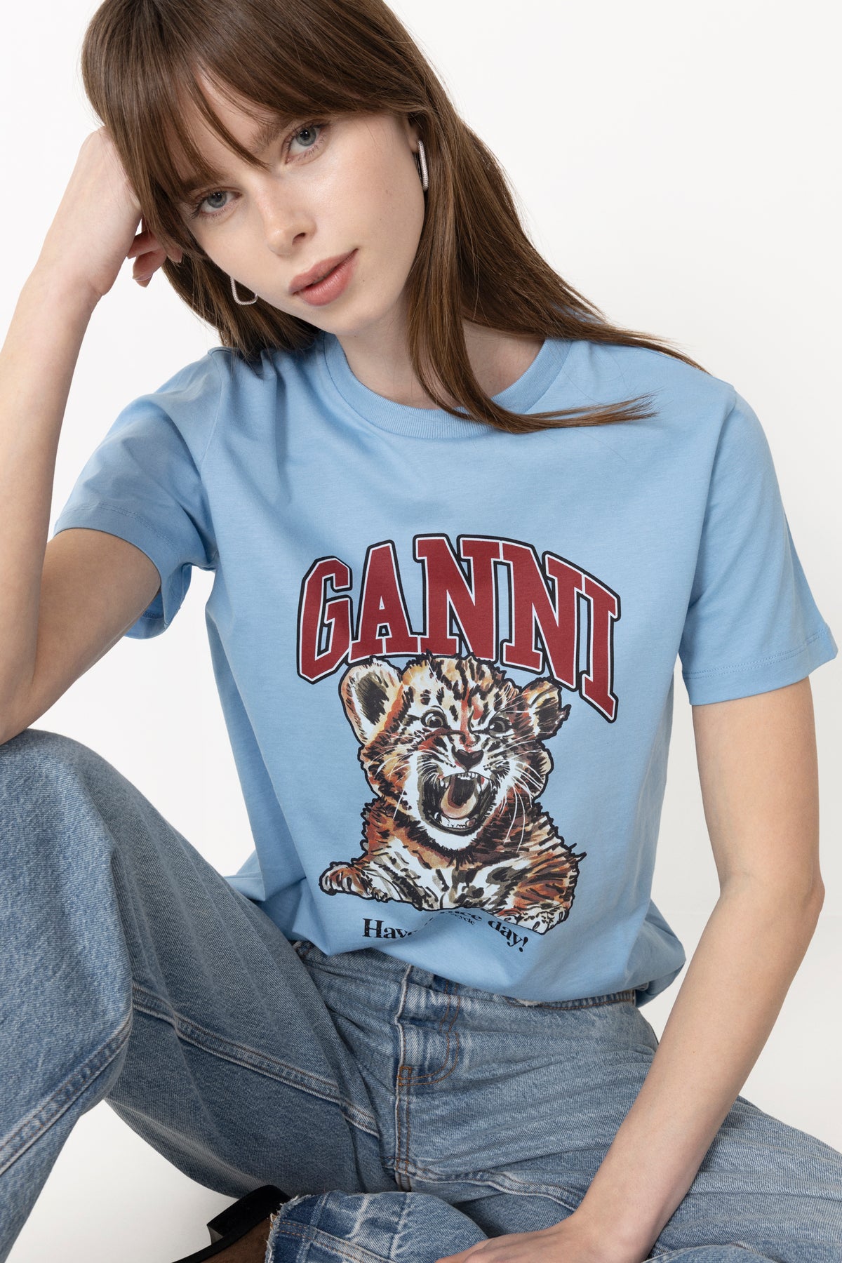 Basic Jersey Tiger Relaxed T-Shirt - Blissful Blue