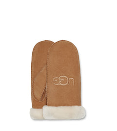 W Sheepskin Embroidered Mitten - Chestnut