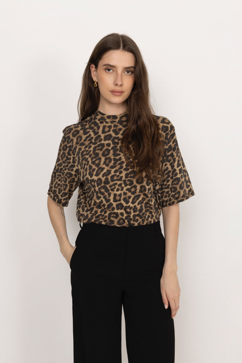 Avi Tee - Black And Brown Leopard