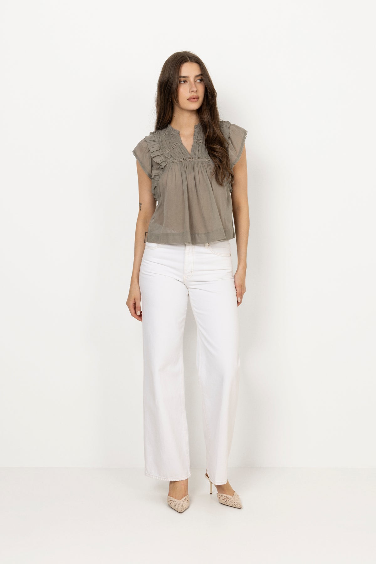 Jayla S Voile Top - Smoke Green