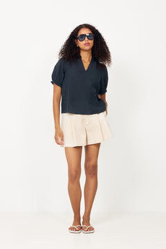 Odesa Linen Blouse - Navy