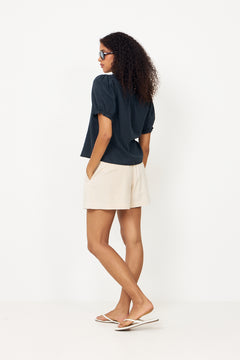 Odesa Linen Blouse - Navy