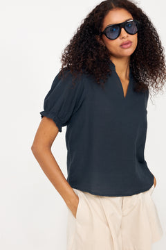 Odesa Linen Blouse - Navy