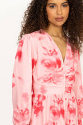 Adelic Long Dress - Abstract Pink Flower Print