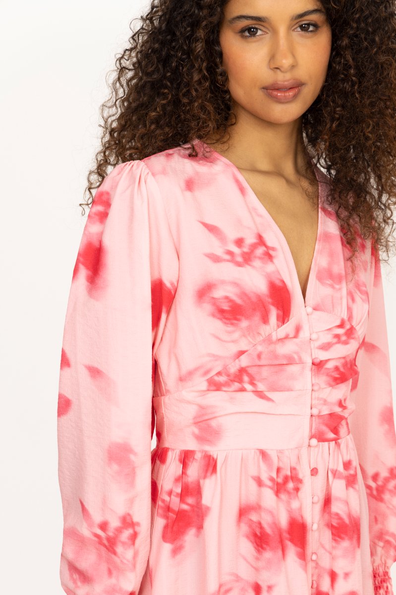 strapless open back dress BYIC - Kjoler - Adelic Long Dress - Abstract Pink Flower Print