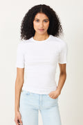 Betrina Rib 2/4 Tee - Bright White