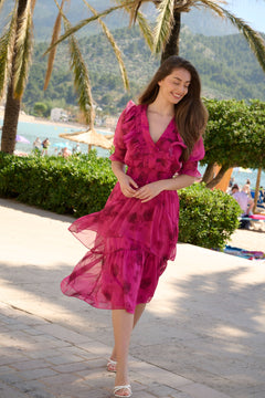 Astrid Chiffon Dress - Pink