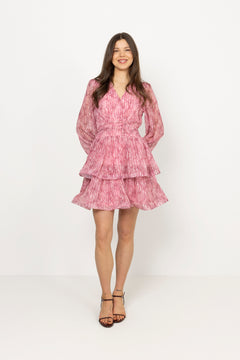 Jade Wave Blurry Stripe Dress - Blurry Pink Lurex Stripe