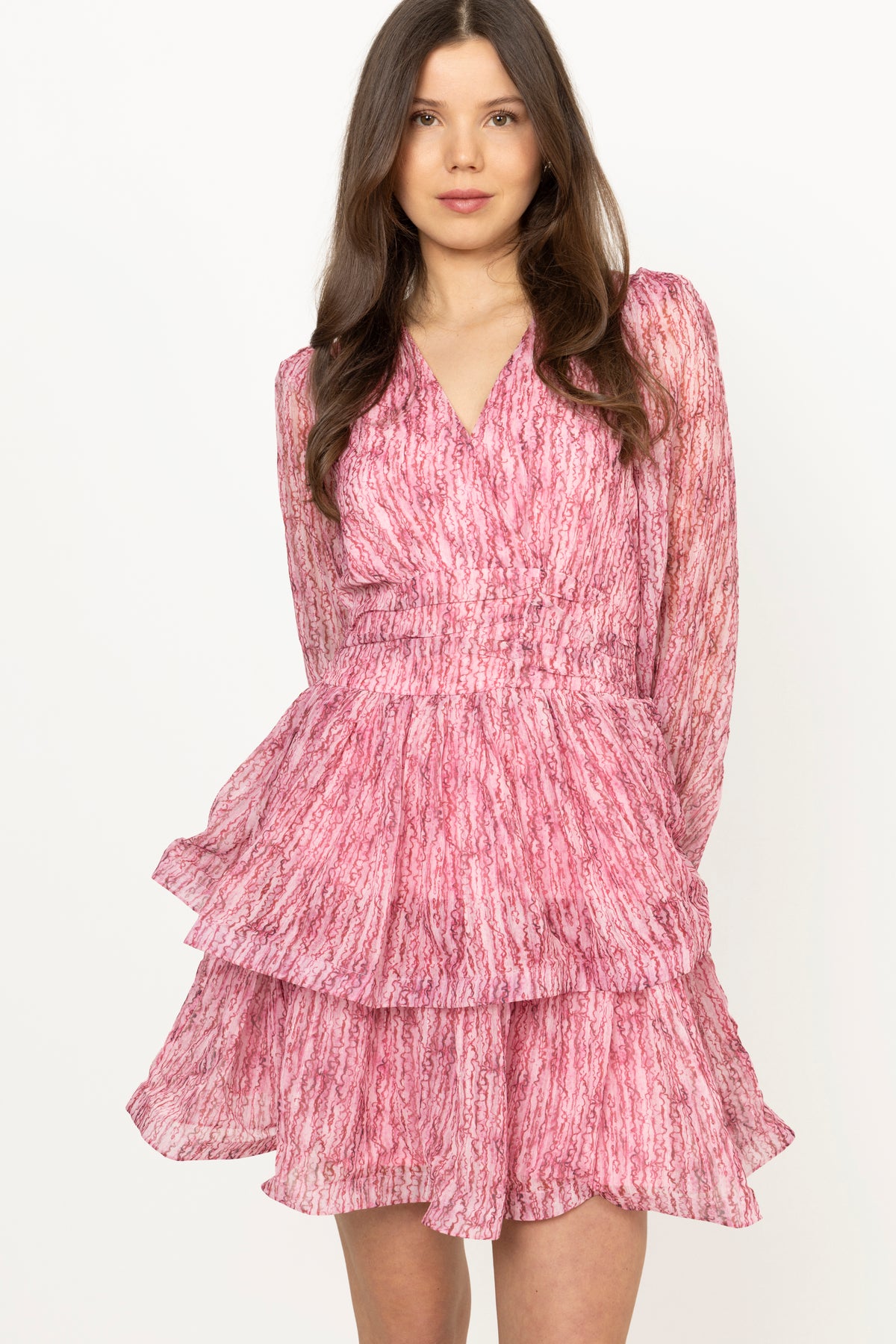 Jade Wave Blurry Stripe Dress - Blurry Pink Lurex Stripe