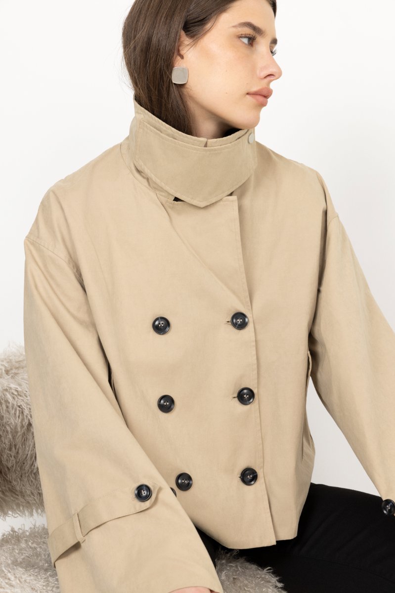 Anastasia Short Trench Jacket - Sand