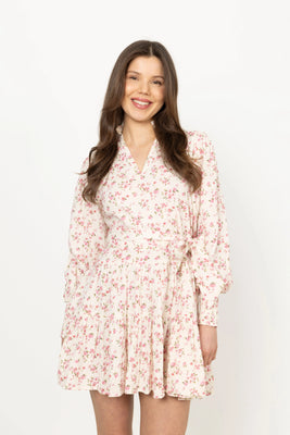 Delphine Flower Dress - Pink Flower