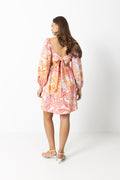 Eva Paisley Linen Dress - Coral Paisley