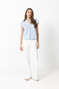 Vår Pinstripe Top - Blue Stripe