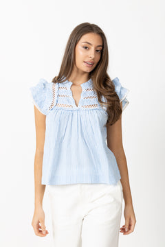 Vår Pinstripe Top - Blue Stripe