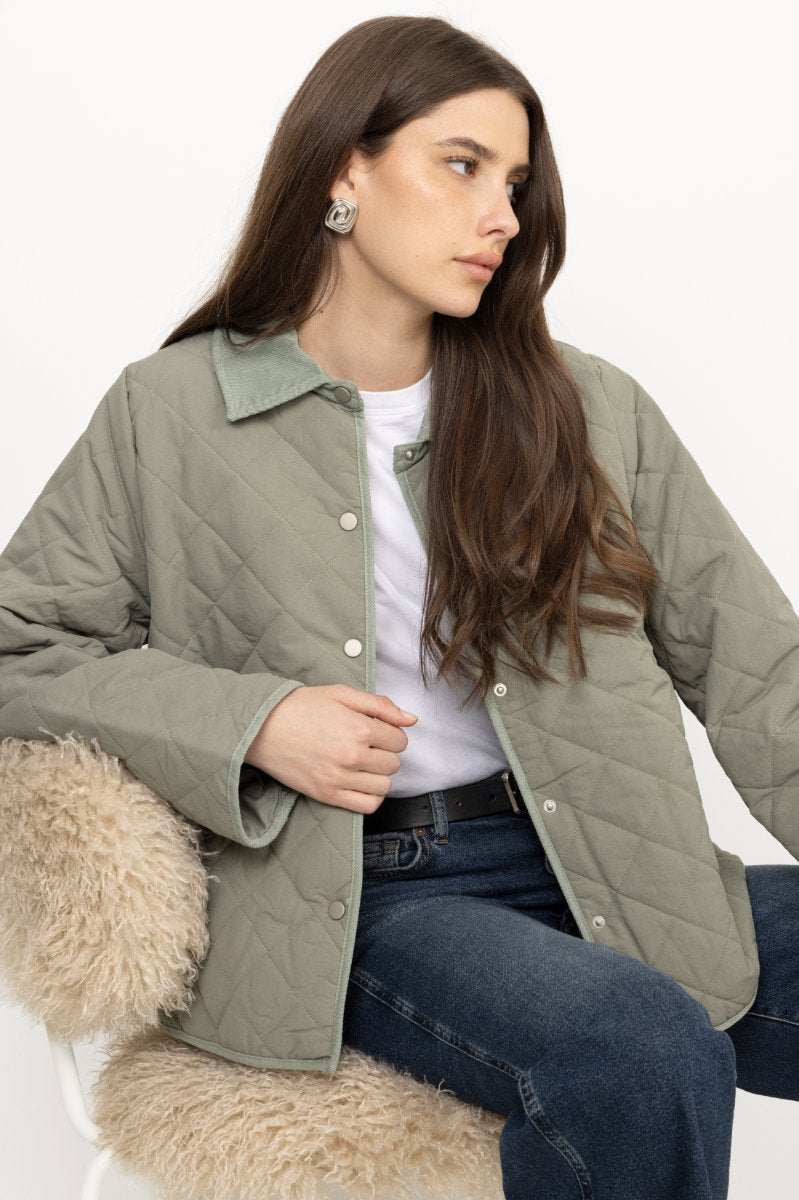 Anne Quilt Solid Jacket - Khaki