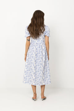 Adelic Long Ss Dress - Blue Dazzling Flower