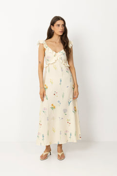 Melbaic Dress - Off White Flower Print