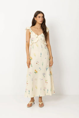 Melbaic Dress - Off White Flower Print