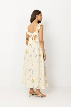 Melbaic Dress - Off White Flower Print