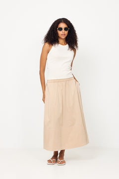 Yara Poplin Skirt - Dark Sand