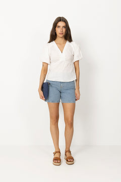 Irina Poplin Blouse - White