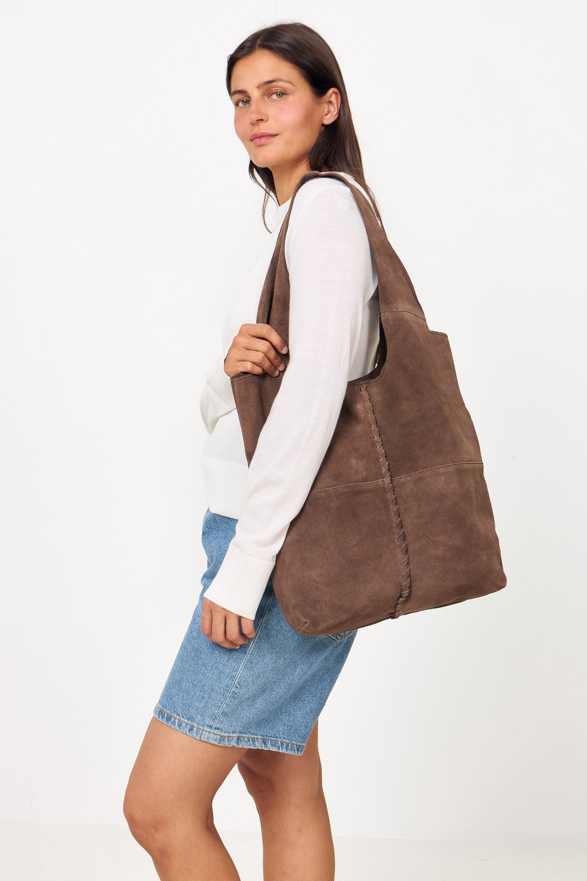 Suede Demi Bag - Hot Fudge Brown