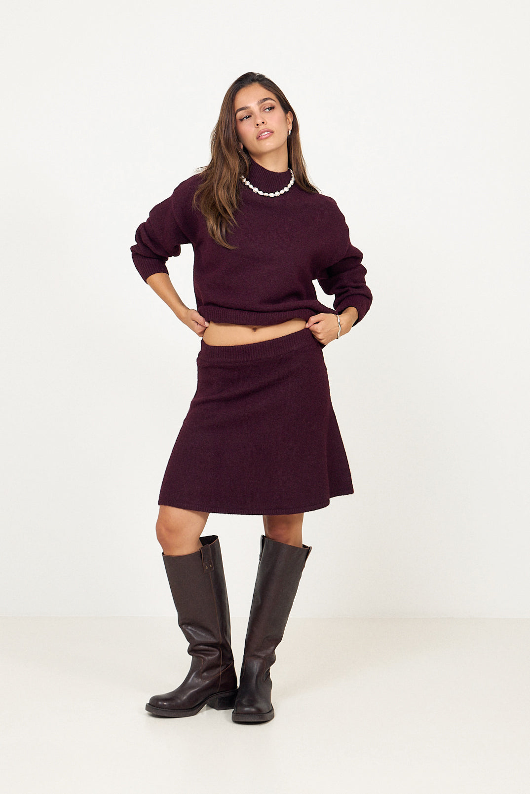 Gisa Knit Skirt - Wine