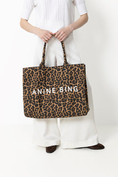 Leo Canvas Tote - Black And Brown Leopard
