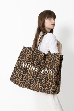 Leo Canvas Tote - Black And Brown Leopard