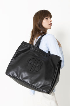 Large Rio Tote - Black Recycled Leather