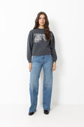 Spencer Sweatshirt Leopard - Washed Black