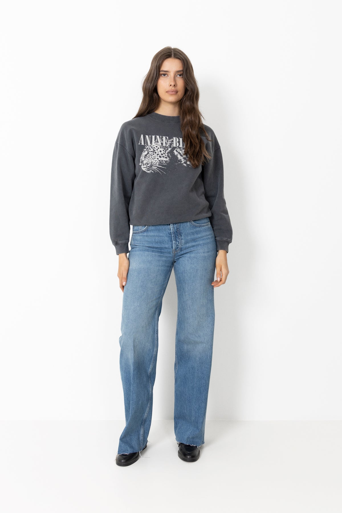 Spencer Sweatshirt Leopard - Washed Black