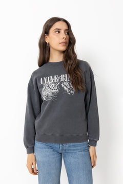Spencer Sweatshirt Leopard - Washed Black