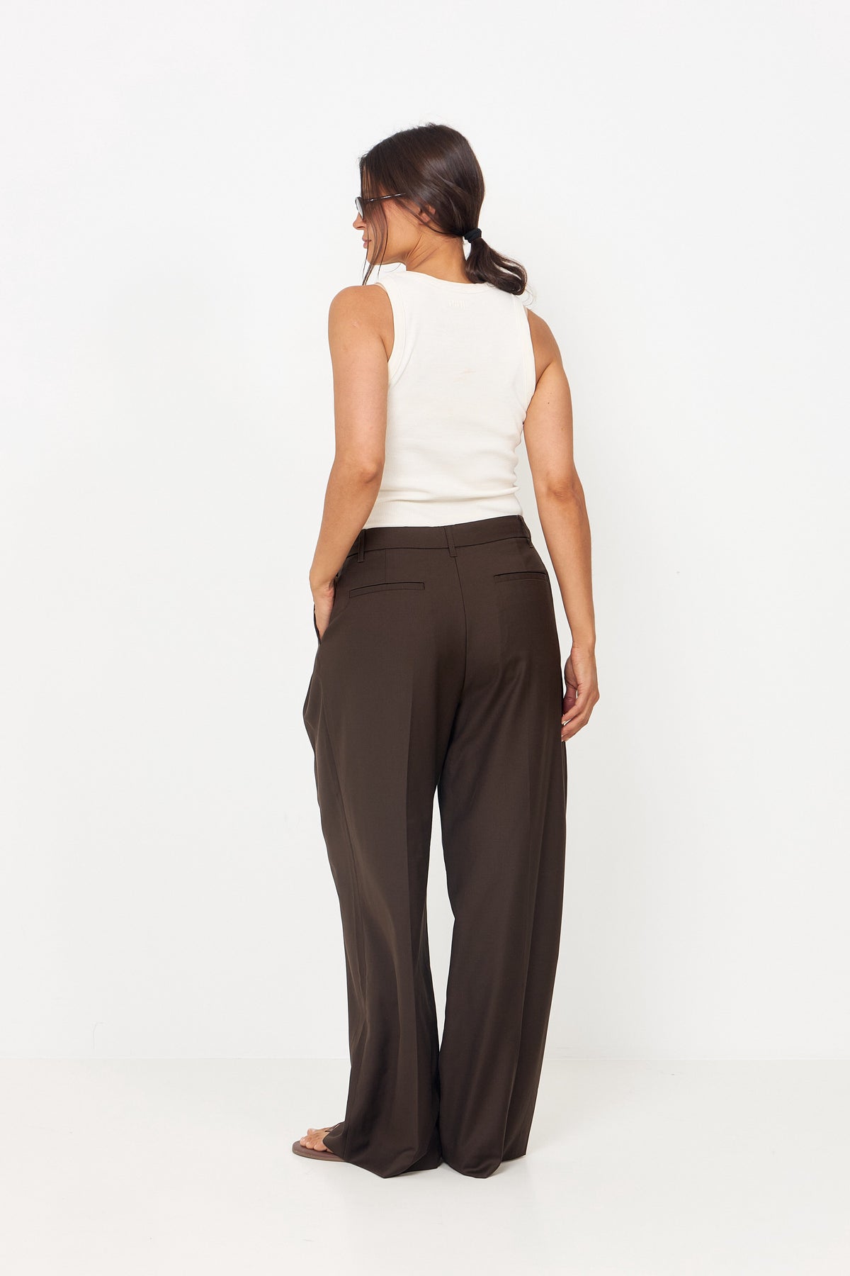 Alexa Pleat Trousers - Brown
