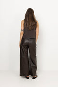 Svetlana Linen Top - Dark Brown