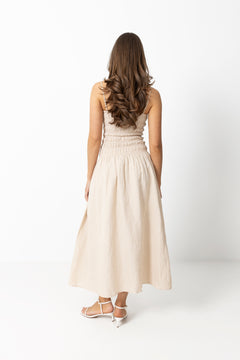 Amalie Maxi Linen Dress - Creme