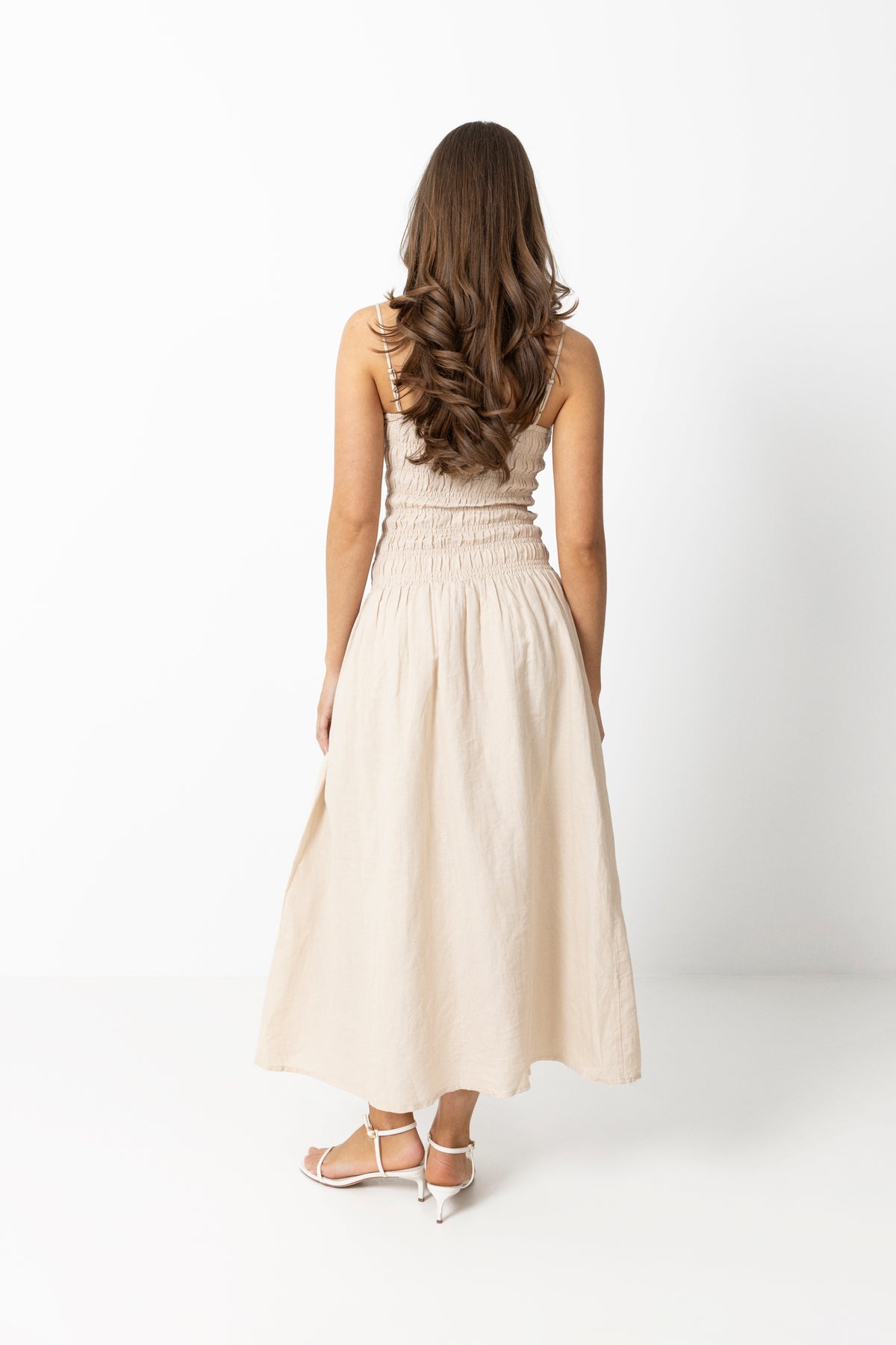Amalie Maxi Linen Dress - Creme