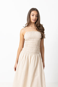 Amalie Maxi Linen Dress - Creme