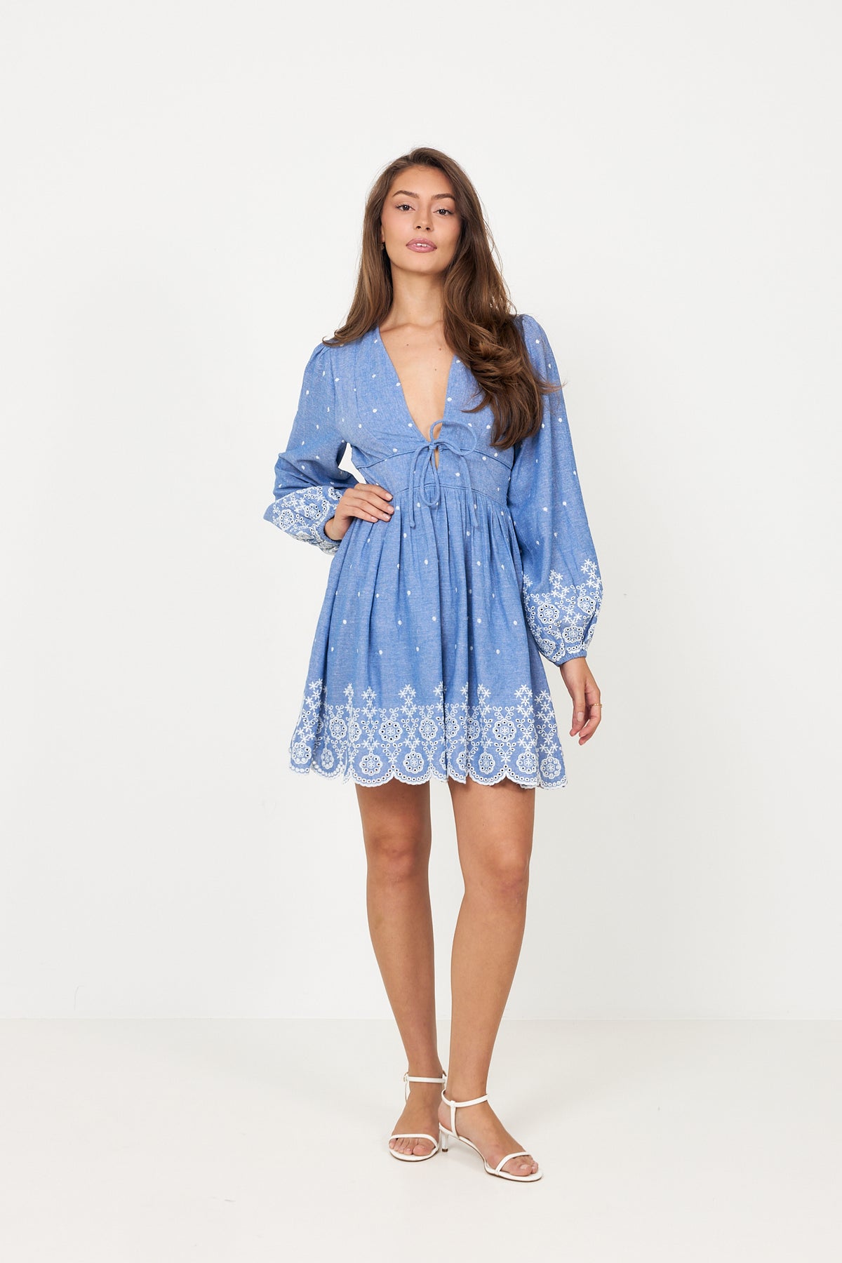 Runa Chambray Mini Dress - Blue