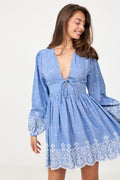 Runa Chambray Mini Dress - Blue