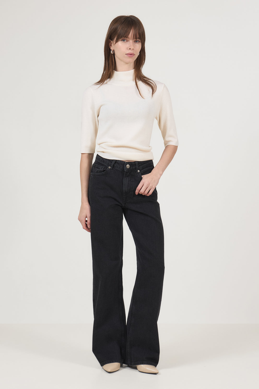 Wide Bea-Kori HW Jeans - Black Denim