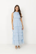 Marli Solid Chiffon Dress - Light Blue