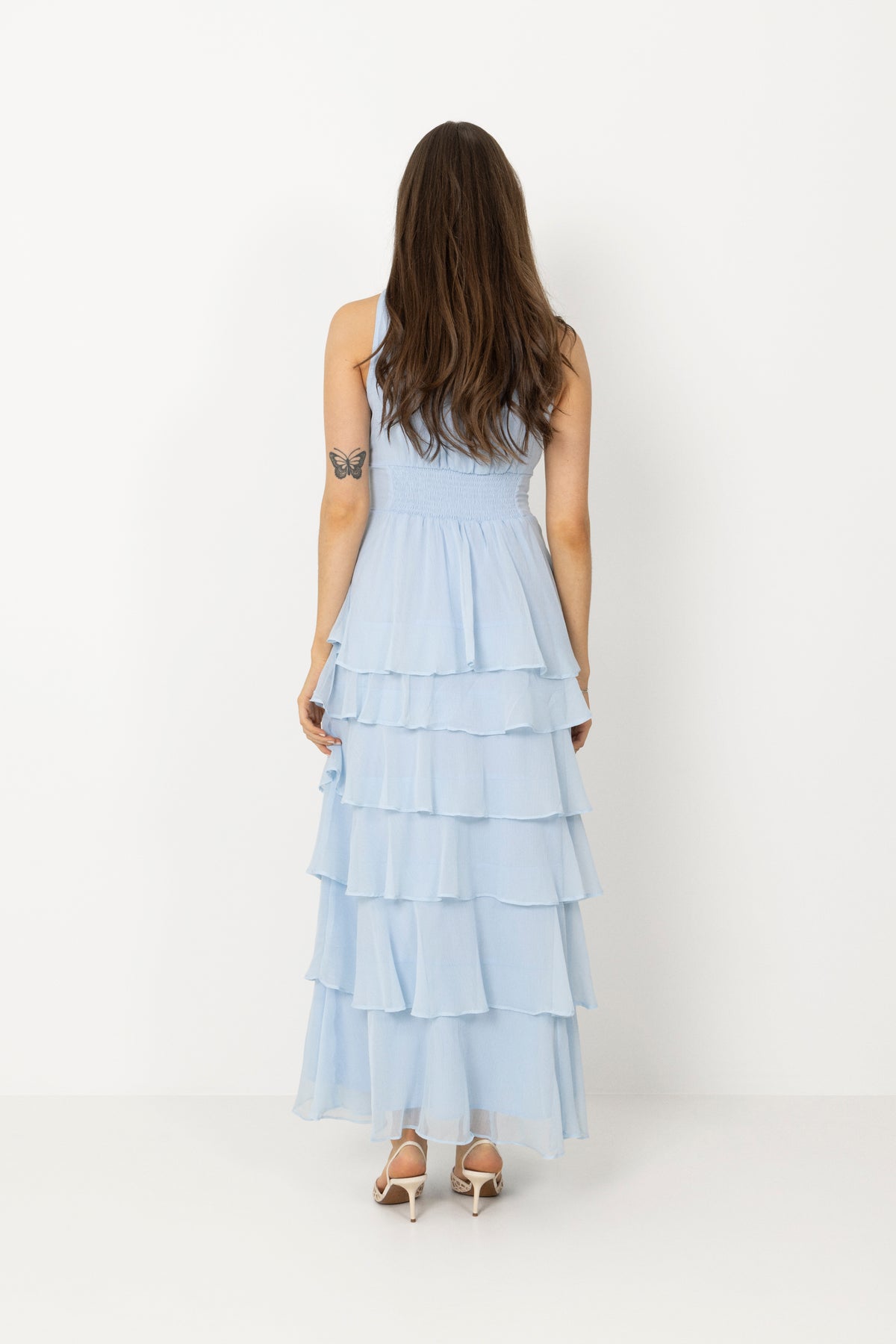 Marli Solid Chiffon Dress - Light Blue