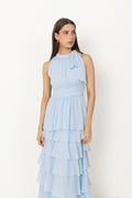Marli Solid Chiffon Dress - Light Blue