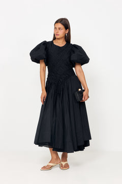 Wisteria Midi Dress - Black
