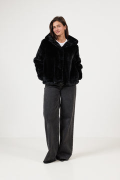 Charlie Fake Fur Jacket - Black