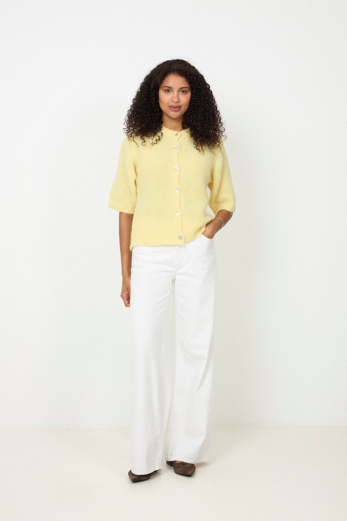 Kae Ss Knit Cardigan - Light Yellow