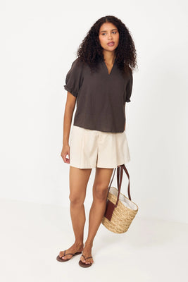 Odesa Linen Blouse - Dark Brown